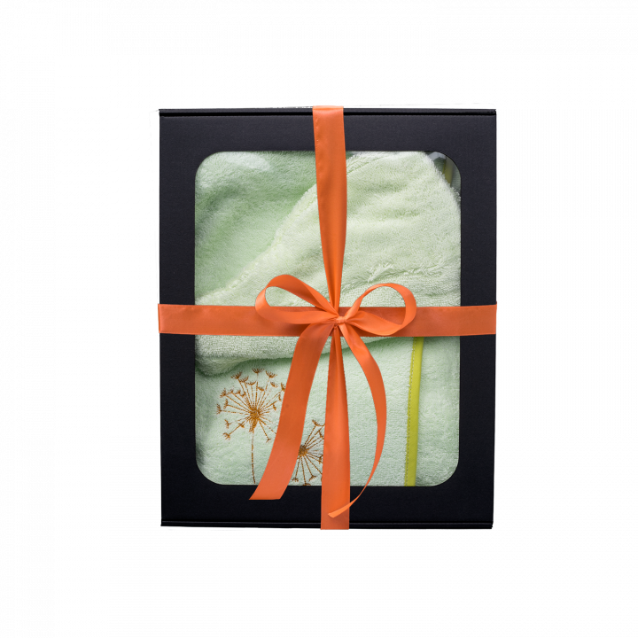 Set regalo in confezione regalo per LEI. Cappello e grembiule da sauna da donna VERDE CHIARO