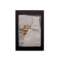 Set regalo in scatola regalo per LUI. Cappello e grembiule da sauna da uomo - LINO, ricamato 