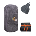 Set regalo in confezione regalo per LUI. Cappello e grembiule da sauna da uomo - GRIGIO - 0