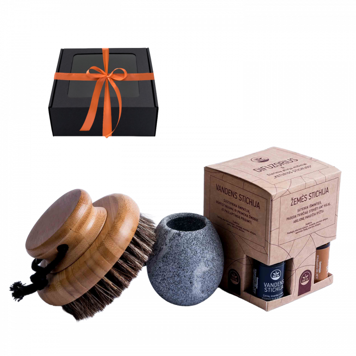 Set regalo in scatola regalo CALORE PROFUMATO. Un pennello, una tazza per profumi e oli essenziali