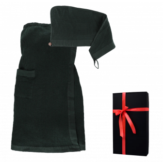 Set regalo in confezione regalo RENTO KENNO FOR HER. Asciugamano per capelli e grembiule, verde scuro