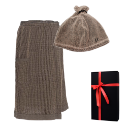 Set regalo in scatola regalo RENTO KENNO PER LUI. Cappello da sauna e grembiule, marrone 