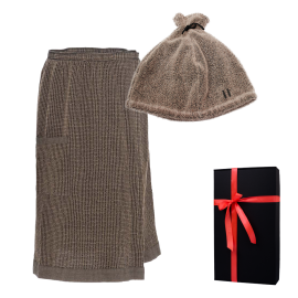 Set regalo in scatola regalo RENTO KENNO PER LUI. Cappello da sauna e grembiule, marrone 