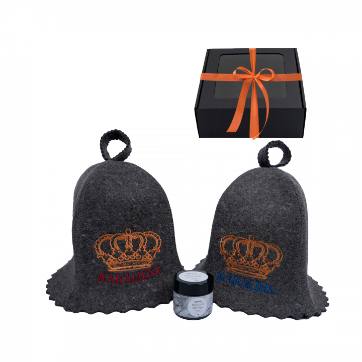 Set regalo in scatola regalo DARK KINGS. Cuffie da sauna e cristalli al mentolo