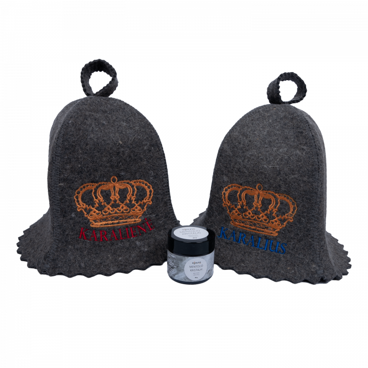 Set regalo in scatola regalo DARK KINGS. Cuffie da sauna e cristalli al mentolo