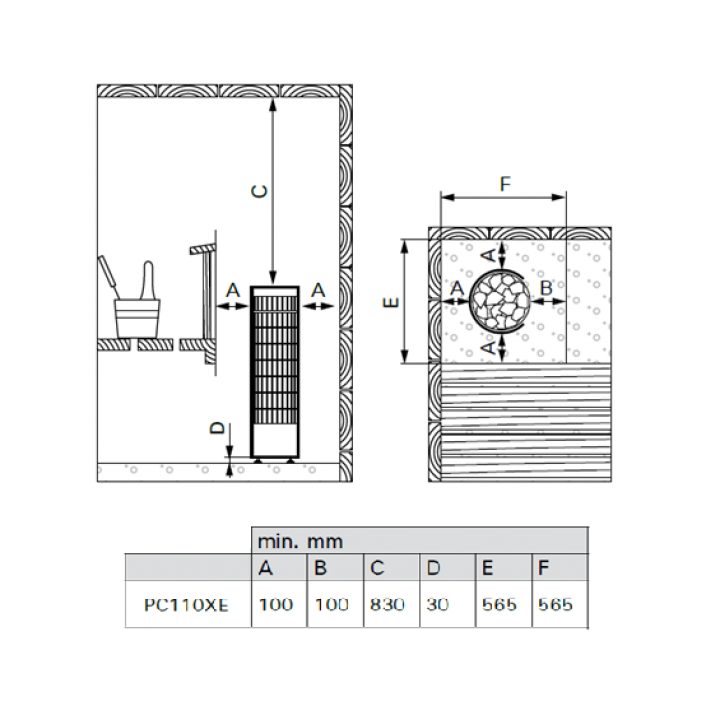 Riscaldatore elettrico per sauna - HARVIA Cilindro PC110XE 10,8 kW