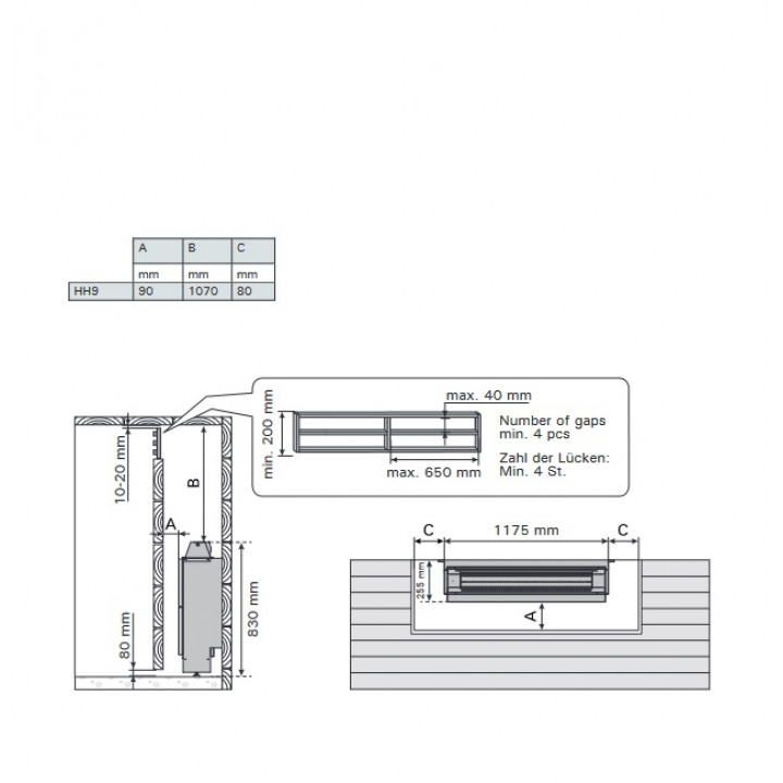Riscaldatore elettrico per sauna - HARVIA Hidden Heater HH9 9,0 kW
