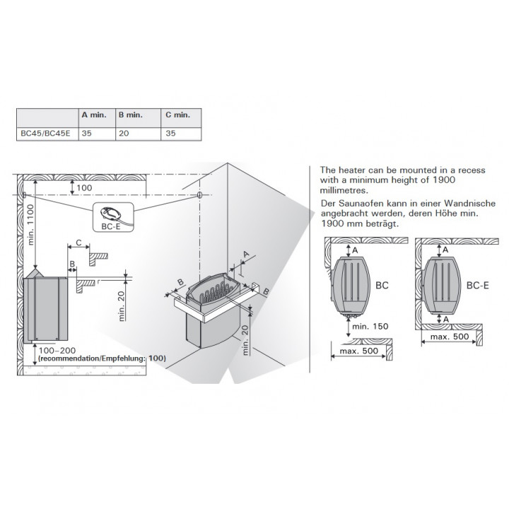 Riscaldatore elettrico per sauna HARVIA Vega BC45 con interruttori manuali