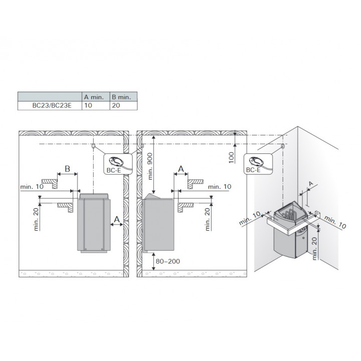 Riscaldatore elettrico per sauna - HARVIA Vega Compact BC23 con interruttori manuali