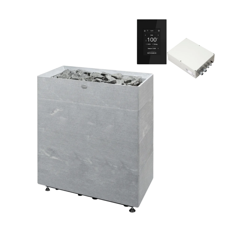 Riscaldatore elettrico per sauna TULIKIVI TUISKU XL RIGATA con pannello di controllo