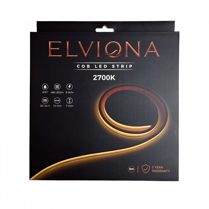 Striscia LED COB Elviona per sauna, 2700 K, 5 m