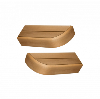 Elemento terminale per panche da sauna modulari, in pioppo termoplastico.