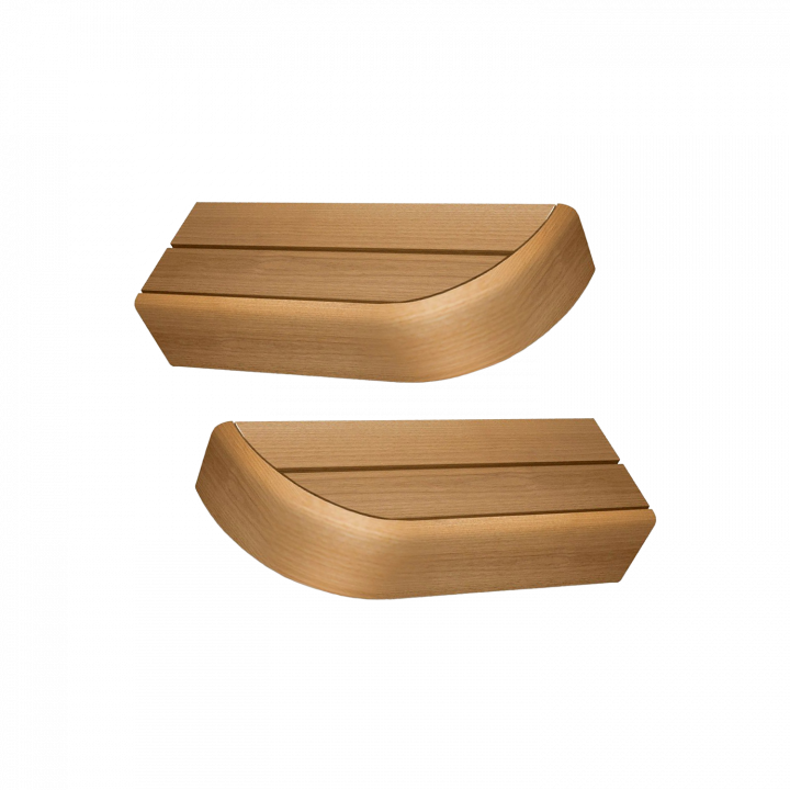 Elemento terminale per panche da sauna modulari, in pioppo termoplastico.