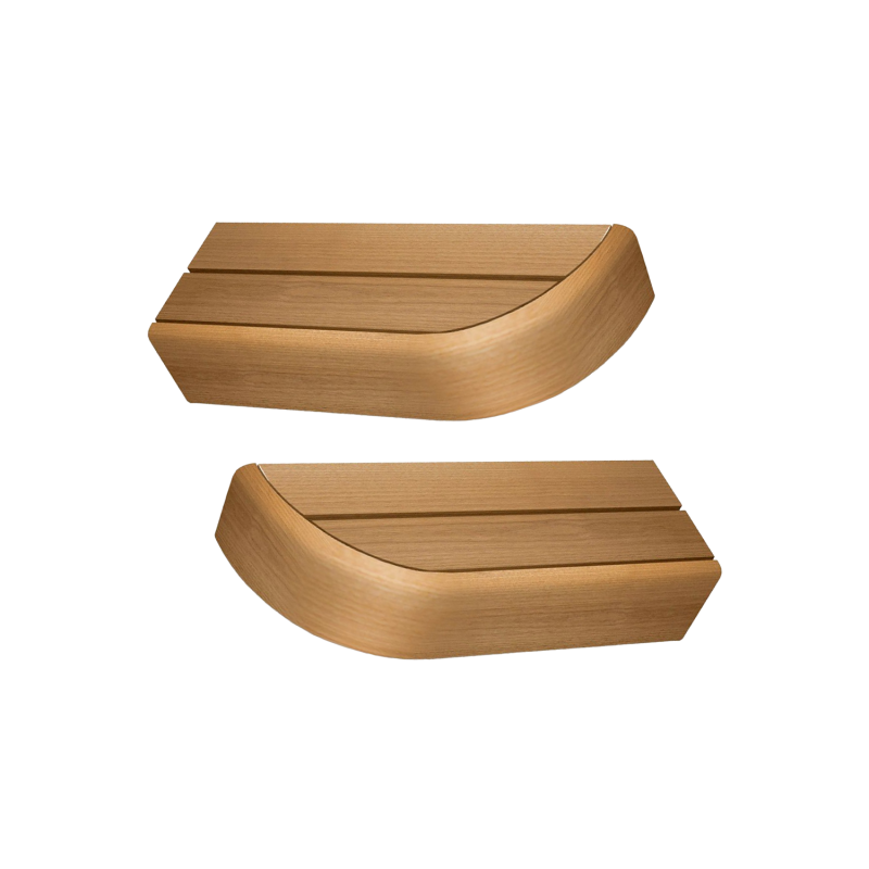 Elemento terminale per panche da sauna modulari, in pioppo termoplastico.