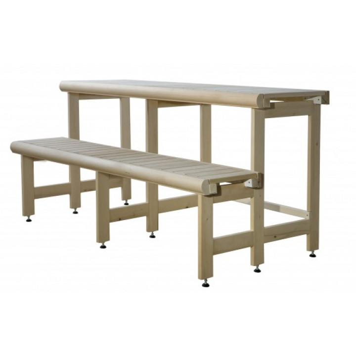 Complesso di panche per sauna standard, legno di ontano nero, lunghezza 2910 mm