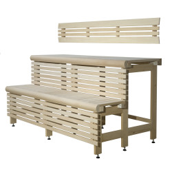 Complesso di panche per sauna standard, legno di tiglio, lunghezza 2037 mm  Complesso di panche per sauna standard, legno di tiglio, lunghezza 2037 mm