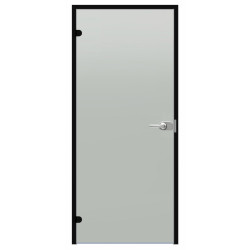 Porta in vetro con serratura Harvia Black Line, finitura satinata, 7x21 cm, telaio in alluminio nero 