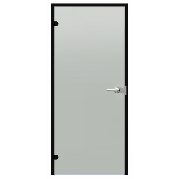 Porta in vetro con serratura Harvia Black Line, finitura satinata, 7x21 cm, telaio in alluminio nero