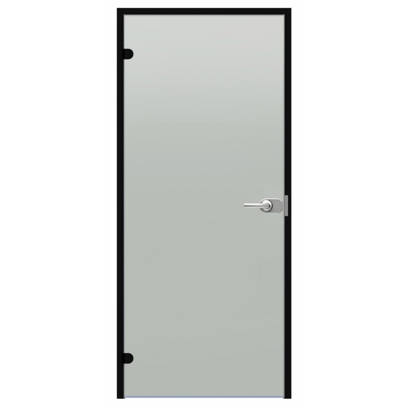 Porta in vetro con serratura Harvia Black Line, finitura satinata, 7x21 cm, telaio in alluminio nero
