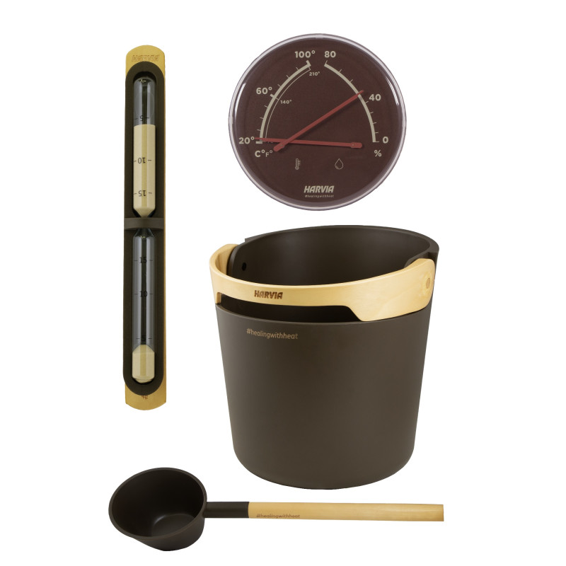 Set di accessori per sauna HARVIA Helmi, Chocolate Brown
