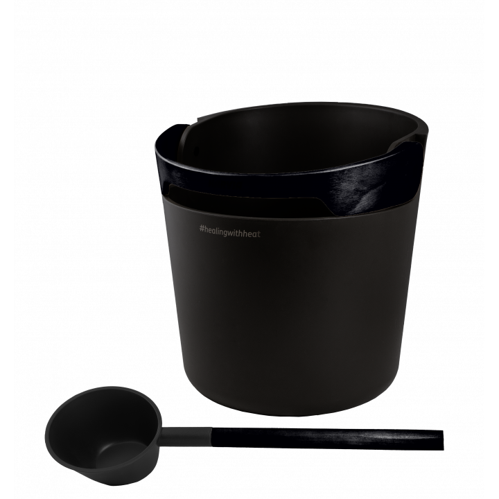 Set secchio e mestolo per sauna HARVIA Helmi, nero