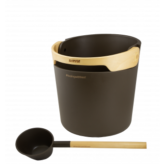 Set secchio e mestolo per sauna HARVIA Helmi, marrone scuro