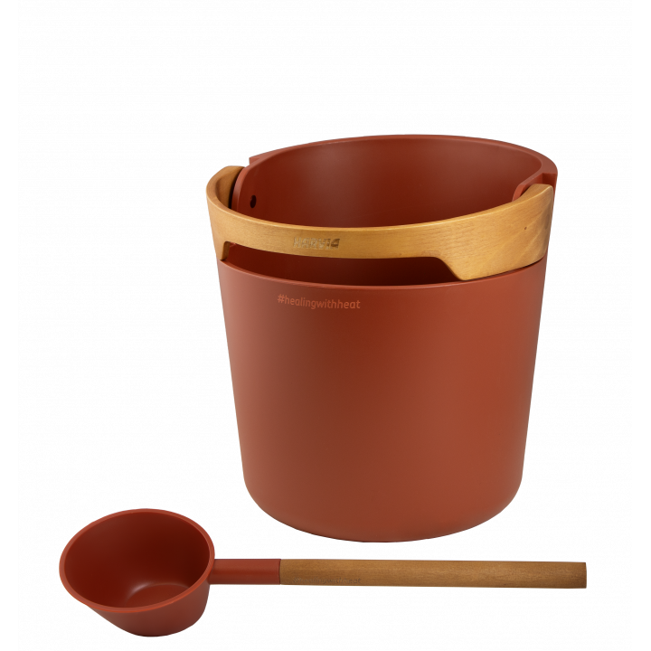Set secchiello e mestolo per sauna HARVIA Helmi, Terracotta