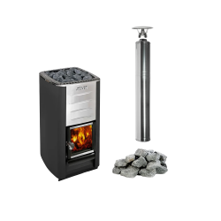 Stufa a legna per sauna HARVIA M3, set completo di pietre e canna fumaria. 