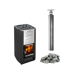 Stufa a legna per sauna HARVIA M3, set completo di pietre e canna fumaria. 