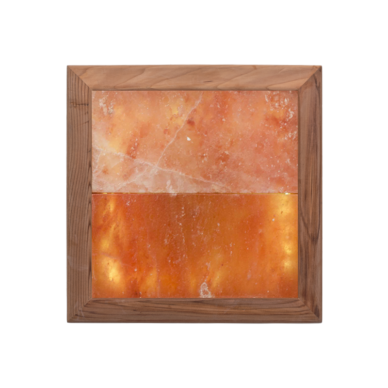 Luce di sale dell'Himalaya a LED, legno di cedro
