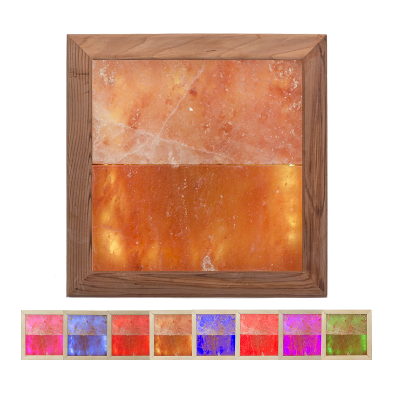 Luce di sale dell'Himalaya LED RGB, legno di cedro