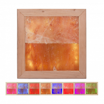 Lampada a LED RGB con sale dell'Himalaya, in legno di ontano nero.