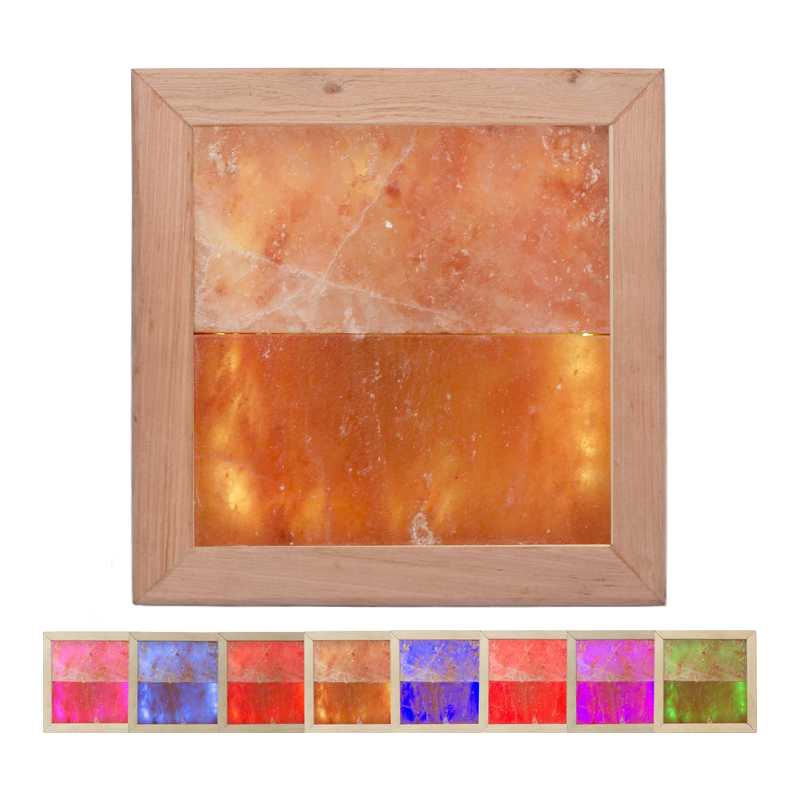 Lampada di sale dell'Himalaya LED RGB, legno di ontano nero