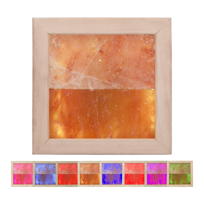 Luce di sale dell'Himalaya LED RGB, legno di tiglio