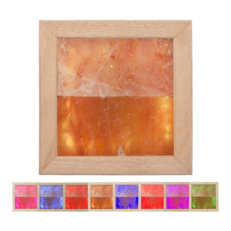 Luce di sale dell'Himalaya LED RGB, legno di abachi