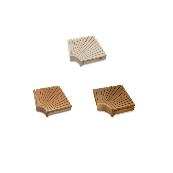 Modulo angolare per panche da sauna modulari, 400x400 mm, pioppo tremulo trattato termicamente