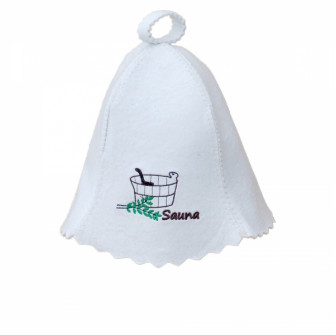 Cappello da sauna - SAUNA con vasca bianca e paletta