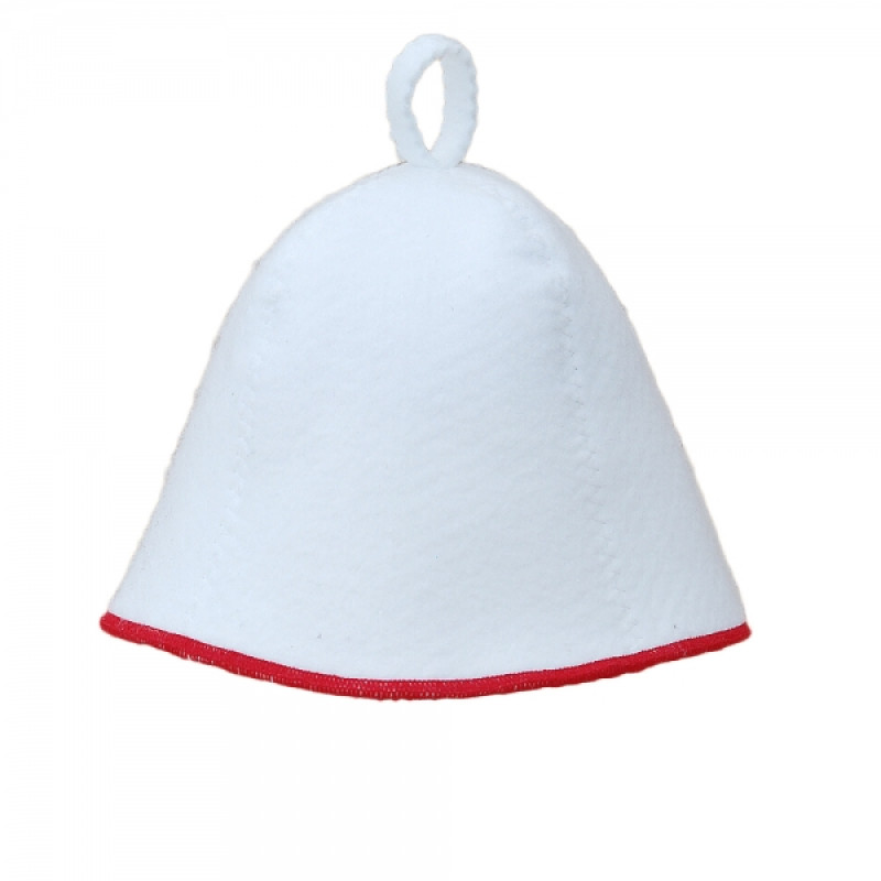 Cappello da sauna - Bianco con striscia rossa