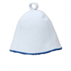 Cappello da sauna - Bianco con striscia blu  Cappello da sauna - Bianco con striscia blu