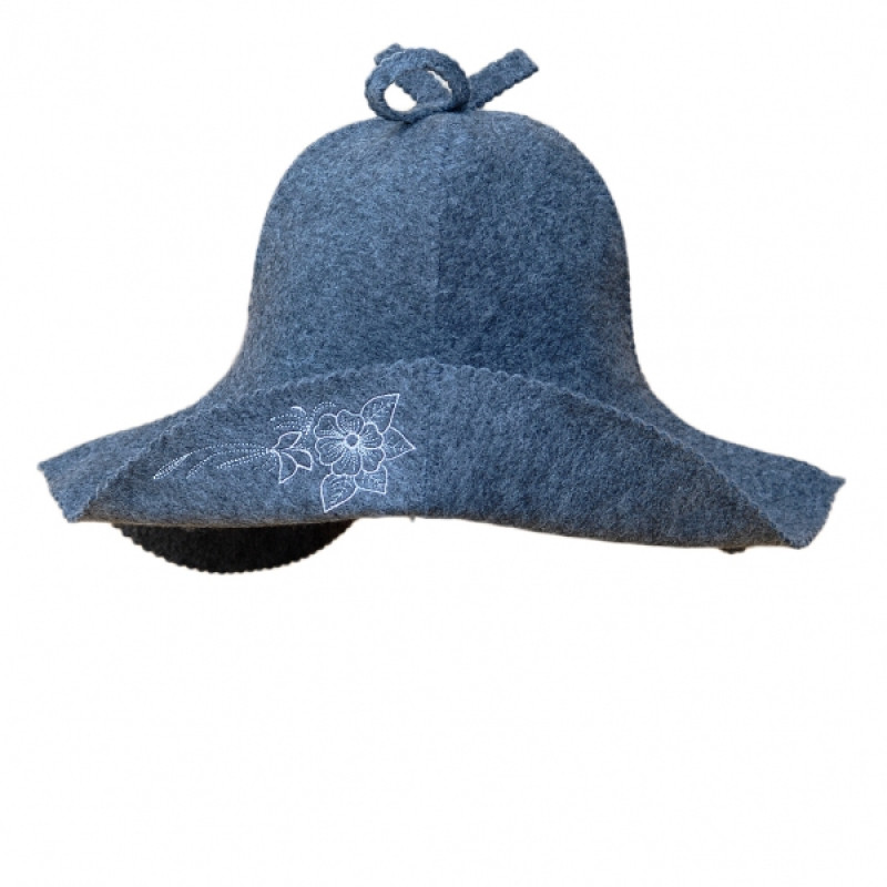 Cappello da sauna - grigio, con fiore argentato