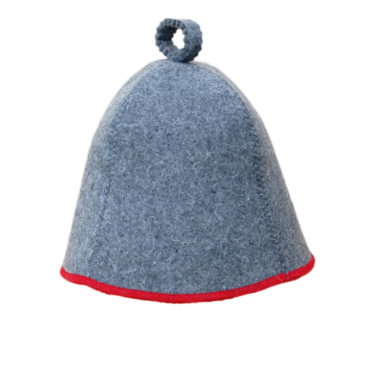 Cappello da sauna - Grigio con striscia rossa