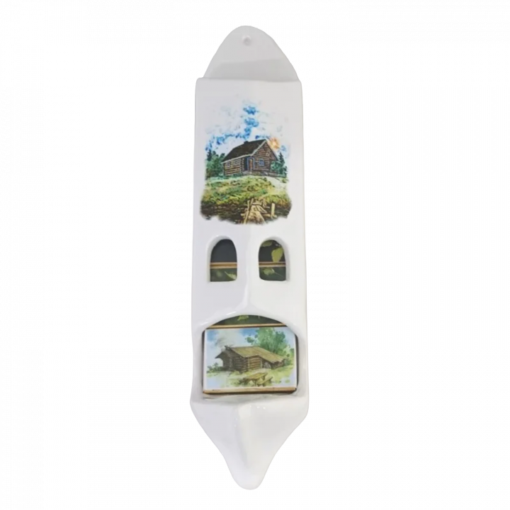 Porta fiammiferi in ceramica con 5 scatole di fiammiferi