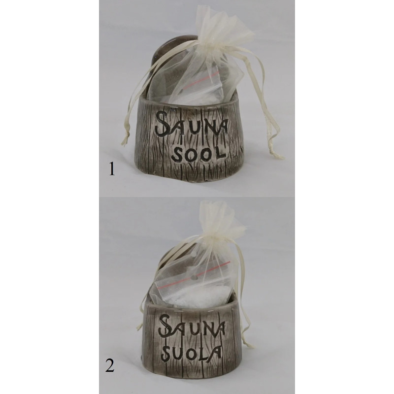 Contenitore di sale in ceramica per sauna - scuro 120