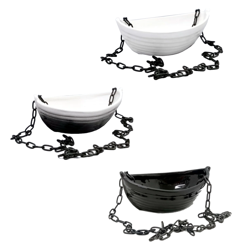 Contenitore in ceramica per profumi - barca con catena