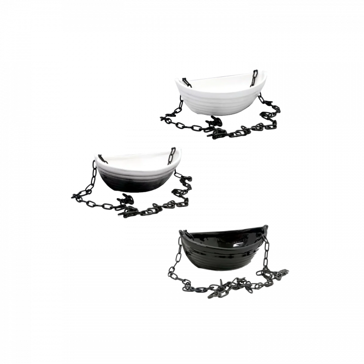 Contenitore in ceramica per profumi - barca con catena
