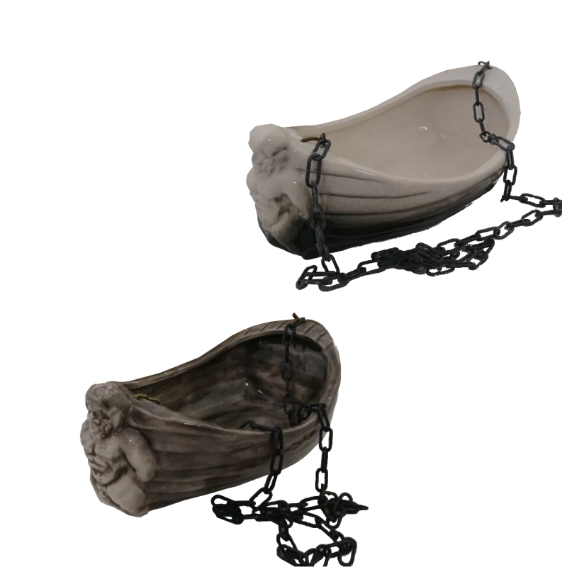 Contenitore in ceramica per profumi - barca con Poseidone