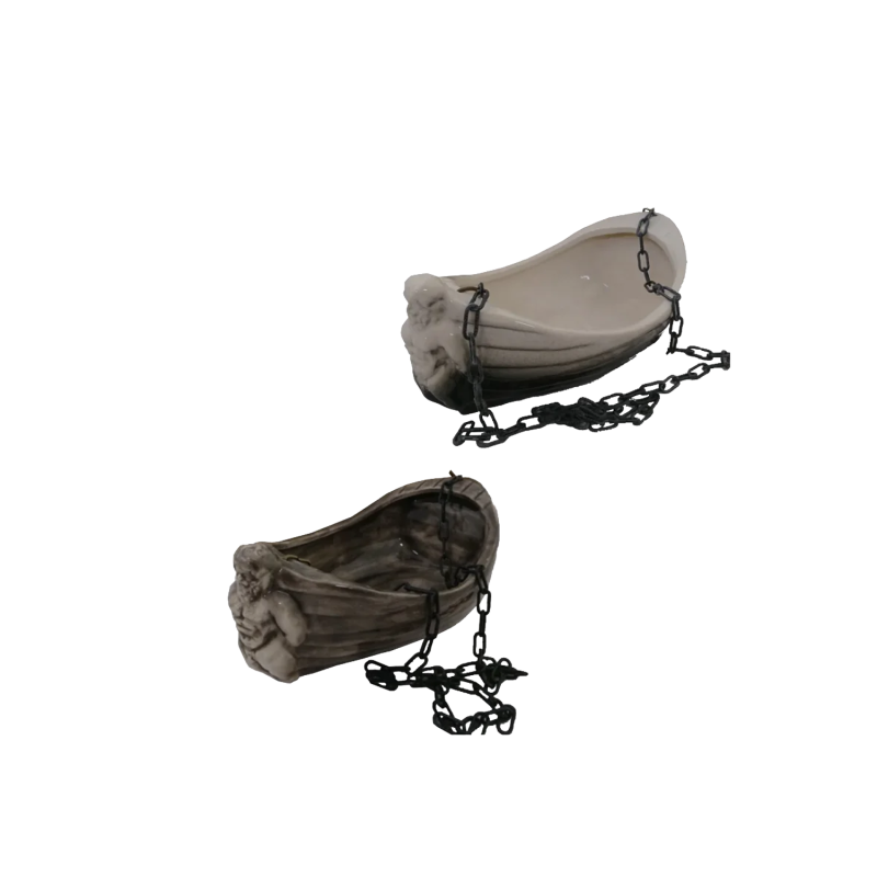 Contenitore in ceramica per profumi - barca con Poseidone