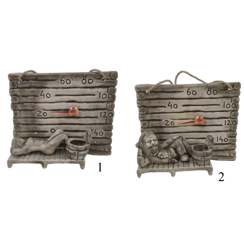 Termometro per sauna in ceramica: una piccola botte per gli aromi