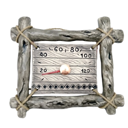 Termometro per sauna in ceramica - in una cornice di rametti 