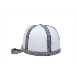 Cappello da sauna - lana, bianco con strisce grigie  Cappello da sauna - lana, bianco con strisce grigie